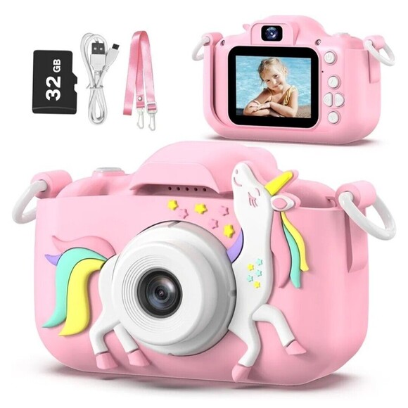 Goopow Kids Digital Camera for 3-8 Year Old With Video Recording And Games Pink - Picture 1 of 6